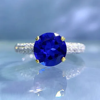 Ново сребро S925 проби в един карат, тъмно синьо пръстен със съкровища, луксозно пръстен с колан, женски пръстен