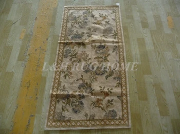 Безплатна доставка 10K 2,5 'x4' вълнени килими с бродерия с цветя дизайн ръчно изработени килими
