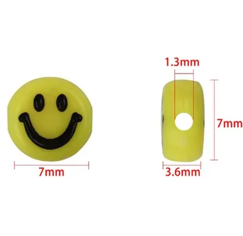 100шт 7 мм Усмивка обикновена Акрилни цветни мъниста Плоски мъниста пластмасови обикновена мъниста САМ Аксесоари за облекло свободни мъниста rfgf
