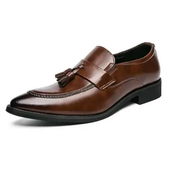 DAFENP/ Модни мъжки официалната обувки за партита, мъжки кожени обувки, стилни модела обувки за Мъже, ежедневни бизнес обувки с пискюли, 38-48