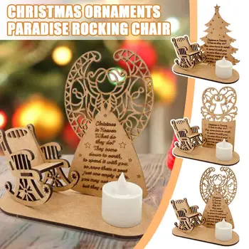 Направи си САМ Рай Коледна Свещ Светлина Дървени Украшения Коледно Дърво Стол Свещ Светлина Люлеещ се Стол Коледа Ангел е Коледа Интериор