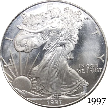 Съединените Щати 1997 In God We Trust 1 УНЦИЯ Сребро на кюлчета Орли Един Долар сребърно покритие Копие на Възпоменателна Монета