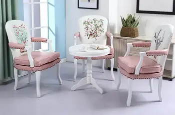 Американски единична стол за почивка от масивно дърво ретро европейски стил подлакътник кафе маса за хранене, стол за масаж спалня компютърен стол